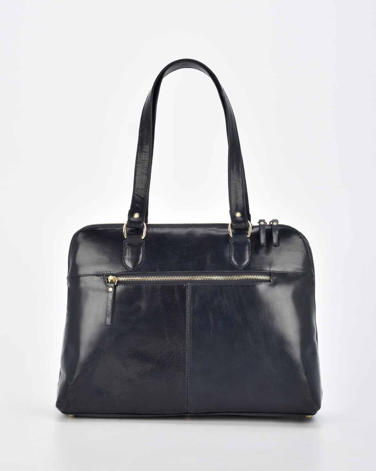 Fawkner Structured Leather Business Bag - Navy