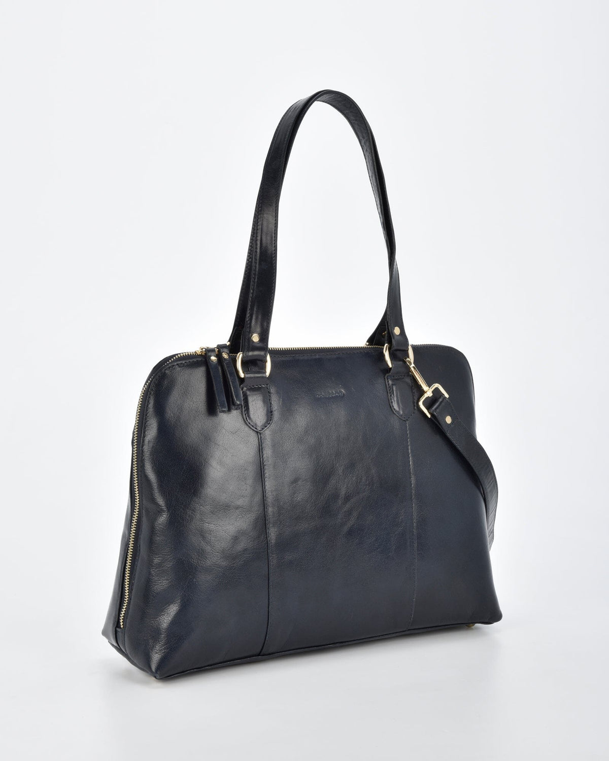 Fawkner Structured Leather Business Bag - Navy