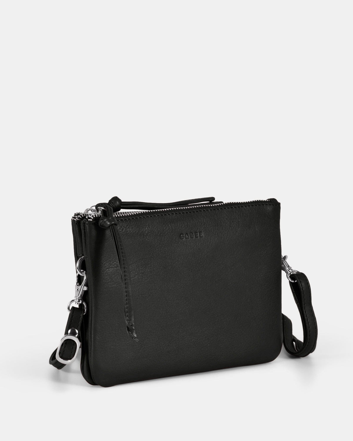 Fulton Soft Leather Double Pouch Crossbody - Black