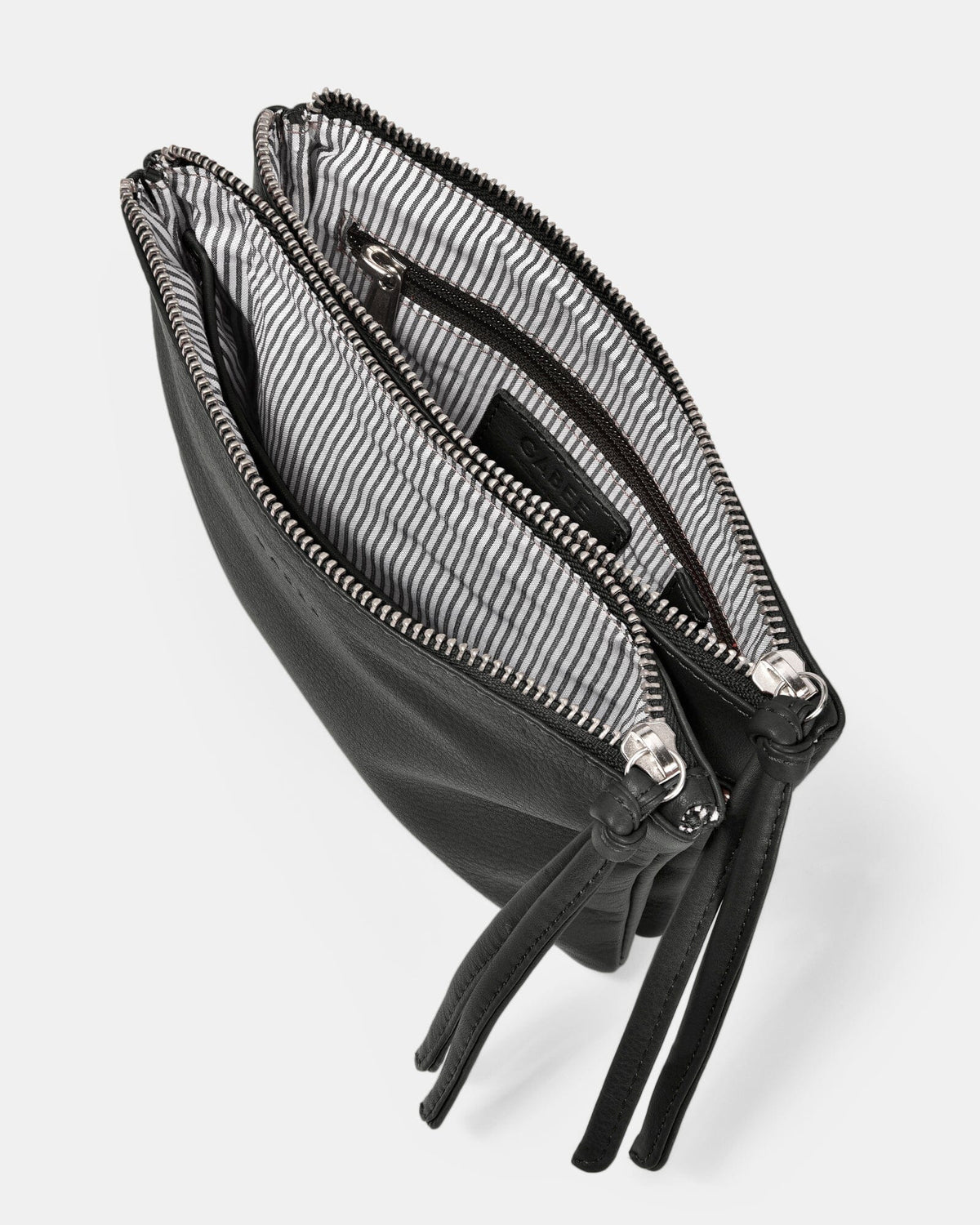 Fulton Soft Leather Double Pouch Crossbody - Black