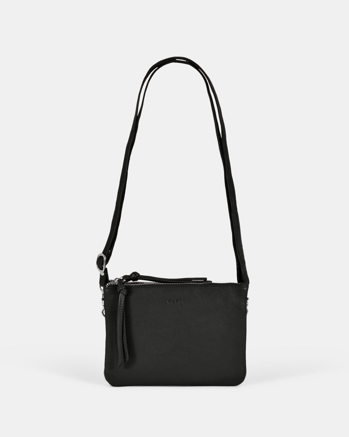 Fulton Soft Leather Double Pouch Crossbody - Black