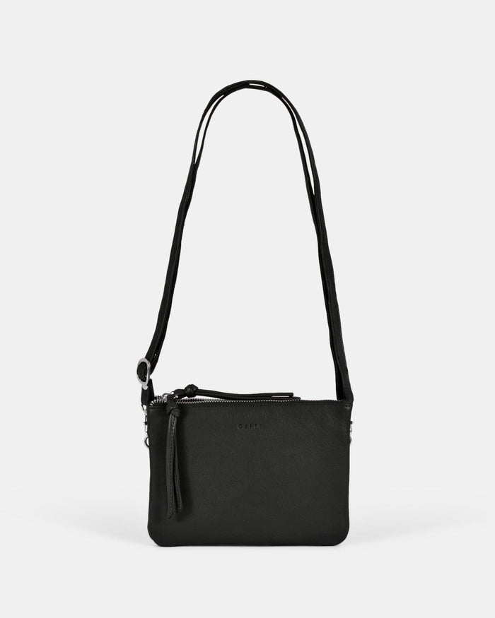 Fulton Soft Leather Double Pouch Crossbody - Black