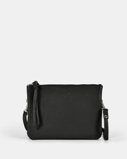 Fulton Soft Leather Double Pouch Crossbody - Black