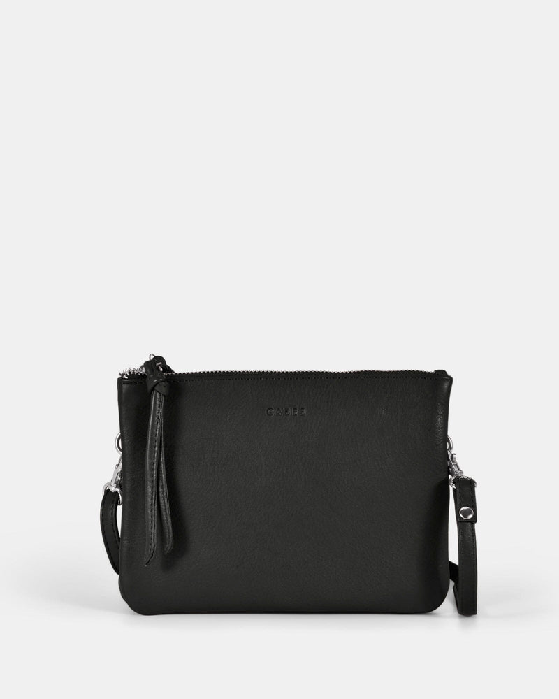 Fulton Soft Leather Double Pouch Crossbody - Black