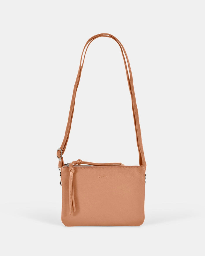 Fulton Soft Leather Double Pouch Crossbody - Camel