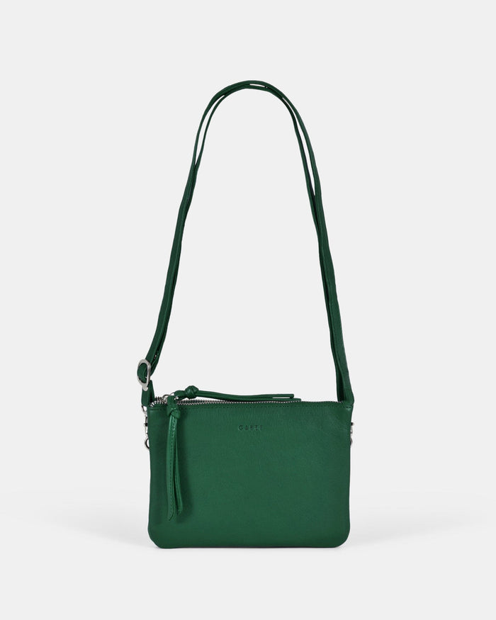 Fulton Soft Leather Double Pouch Crossbody - Forest