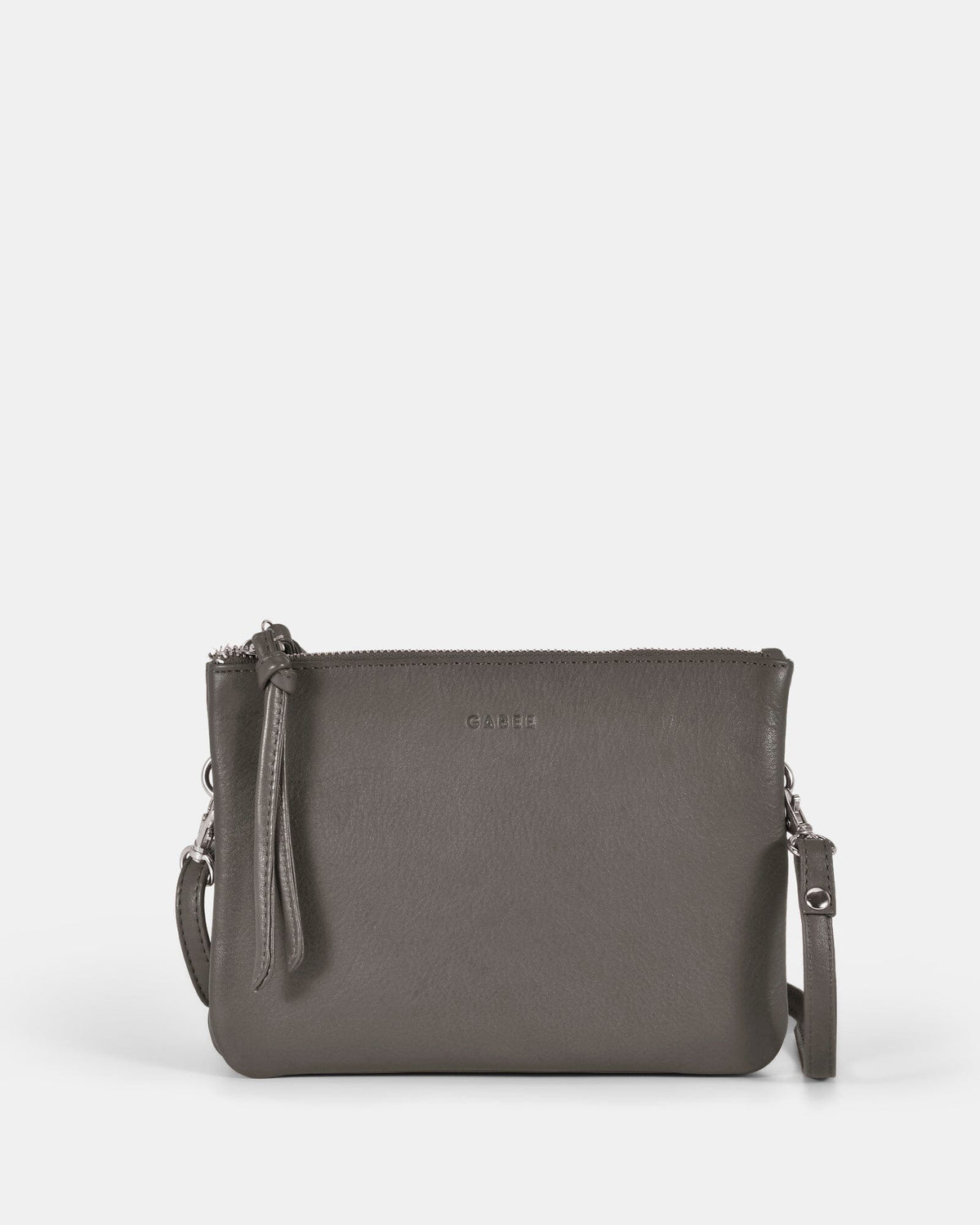 Fulton Soft Leather Double Pouch Crossbody - Grey