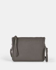 Fulton Soft Leather Double Pouch Crossbody - Grey