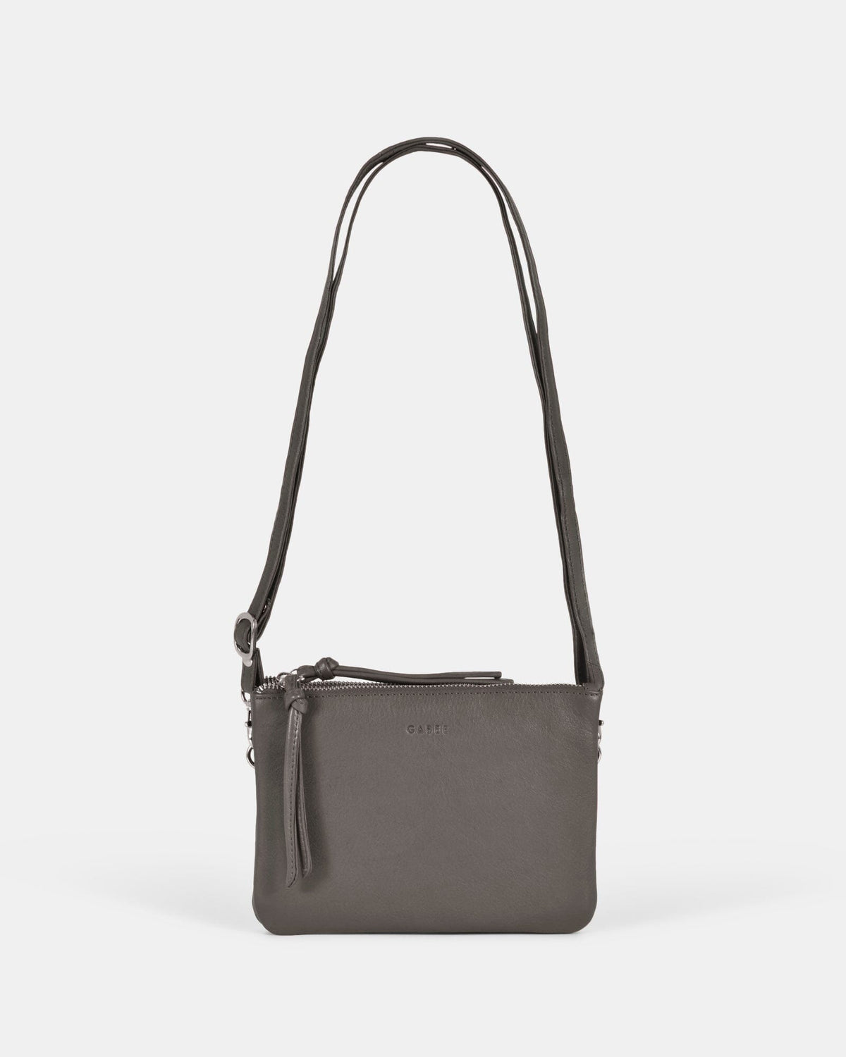 Fulton Soft Leather Double Pouch Crossbody - Grey