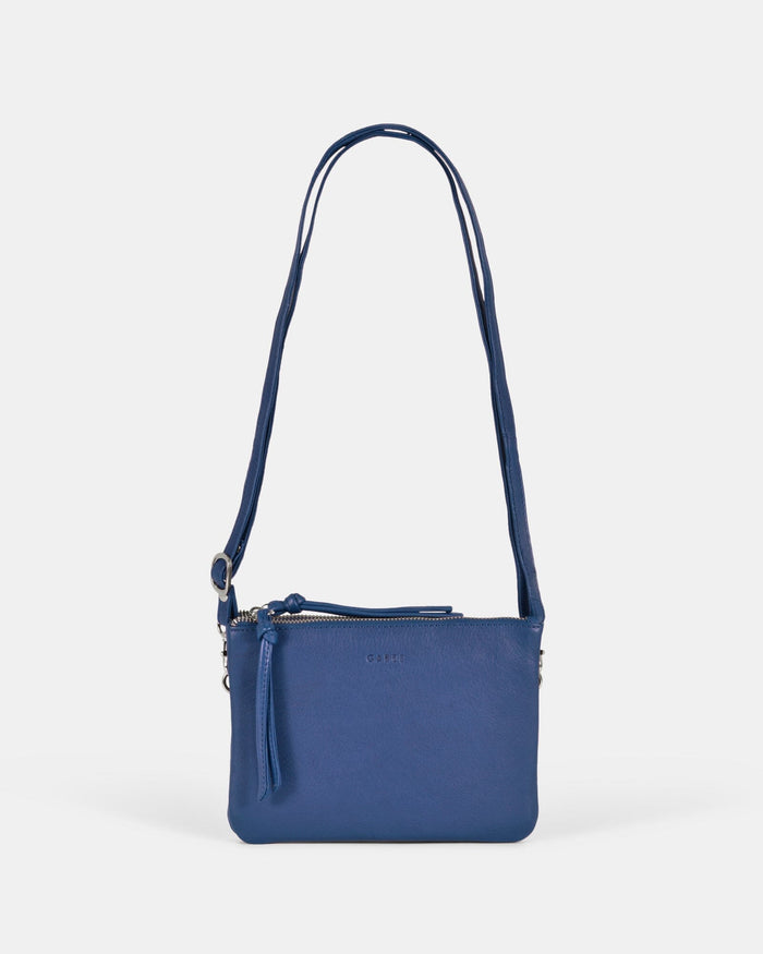 Fulton Soft Leather Double Pouch Crossbody - Indigo