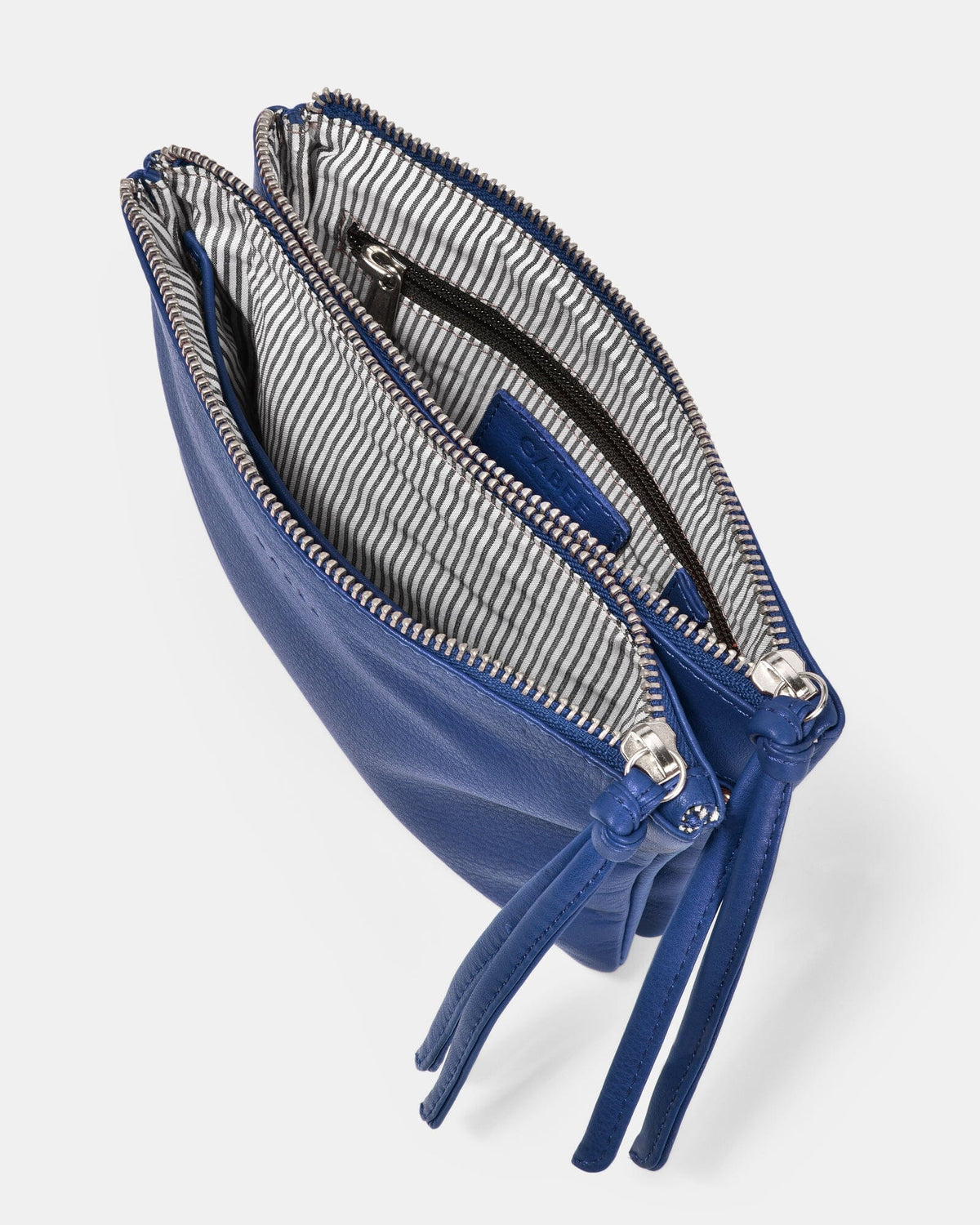 Fulton Soft Leather Double Pouch Crossbody - Indigo