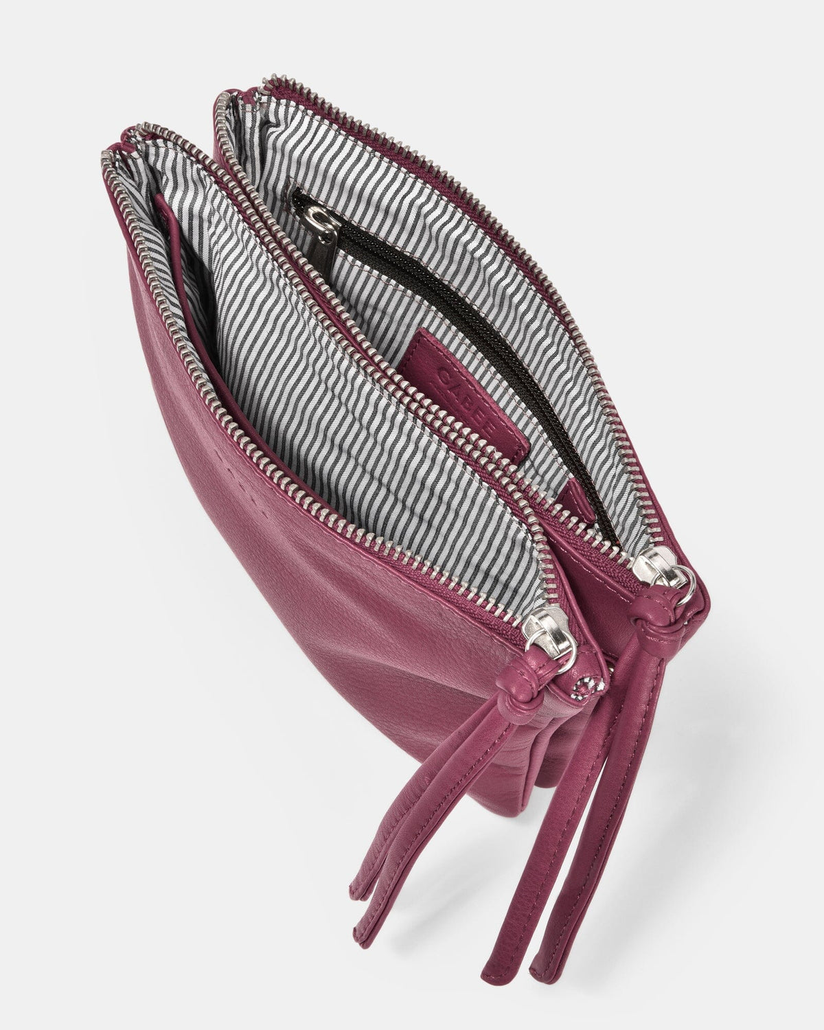 Fulton Soft Leather Double Pouch Crossbody - Mulberry