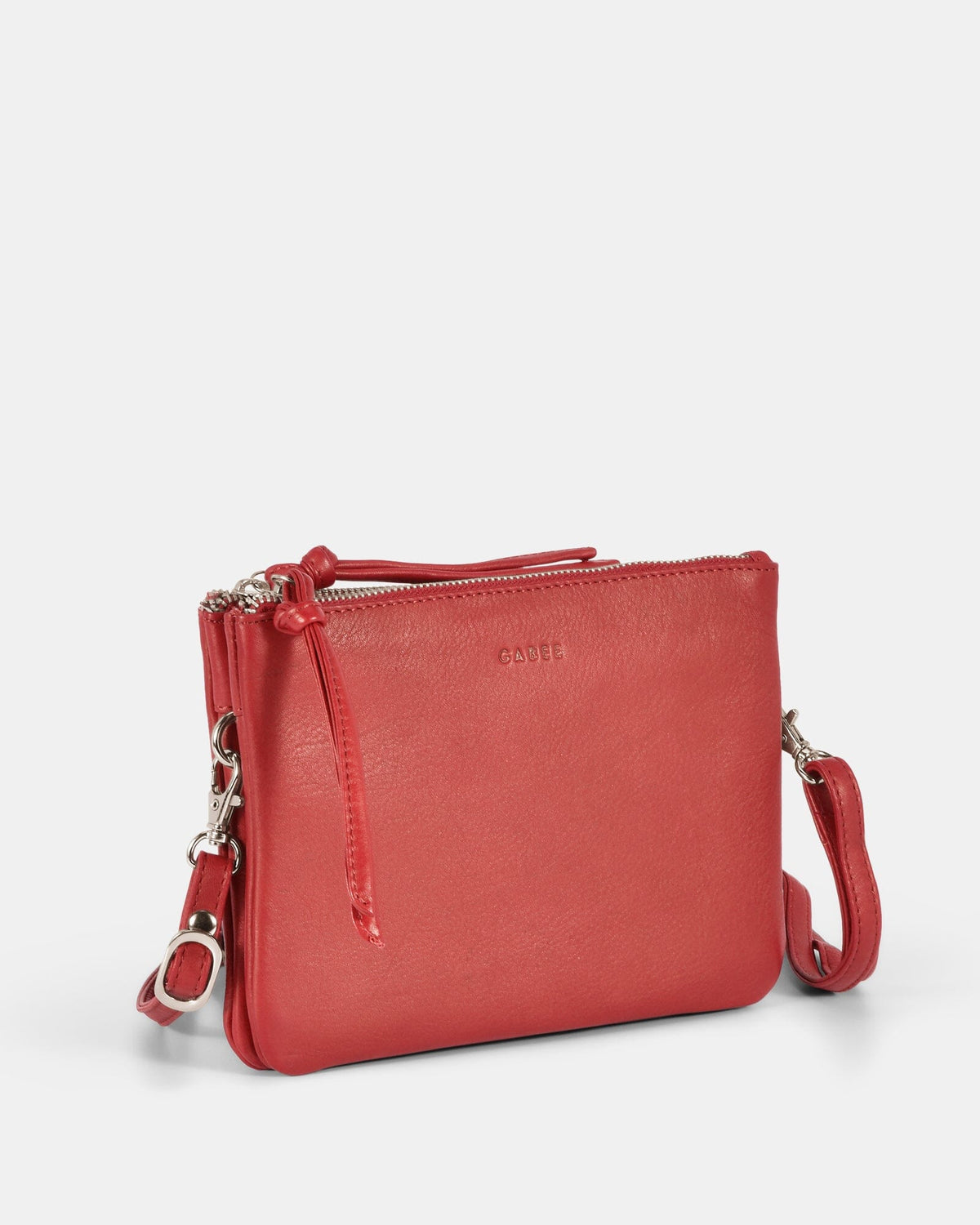 Fulton Soft Leather Double Pouch Crossbody - Red