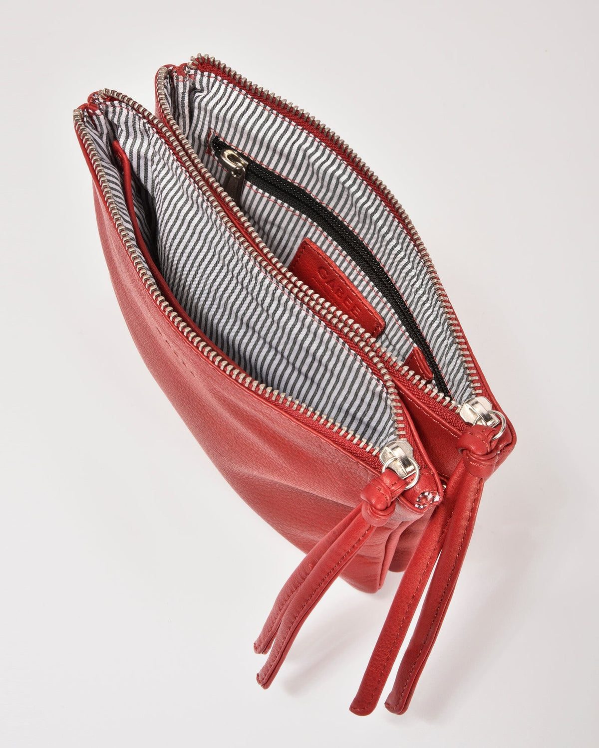 Fulton Soft Leather Double Pouch Crossbody - Red
