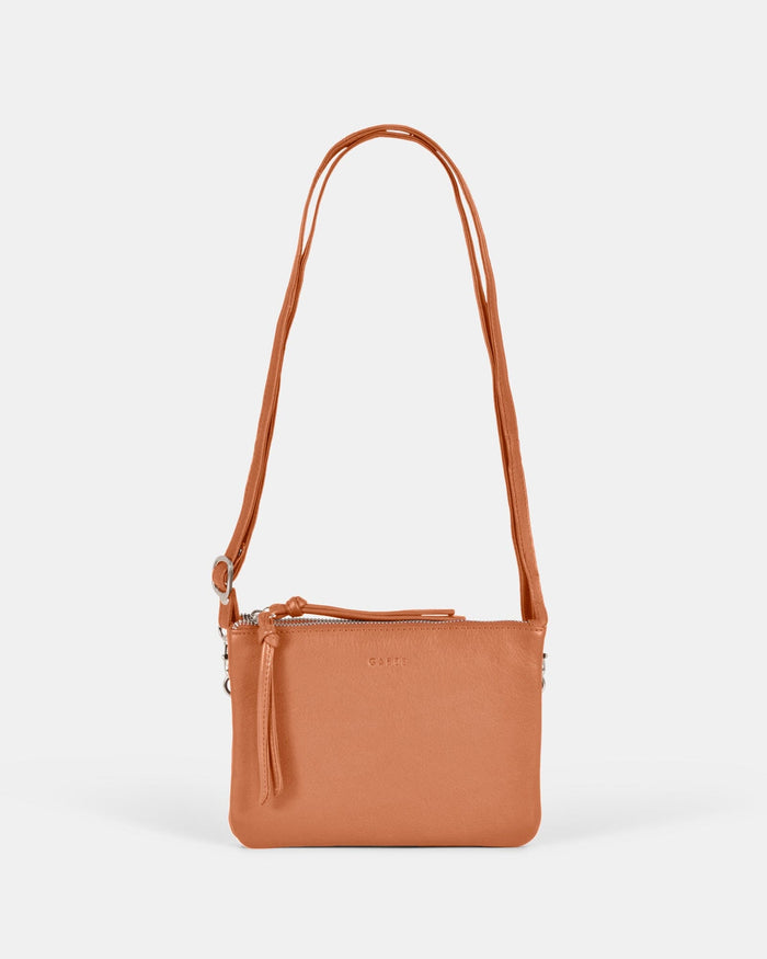 Fulton Soft Leather Double Pouch Crossbody - Tan