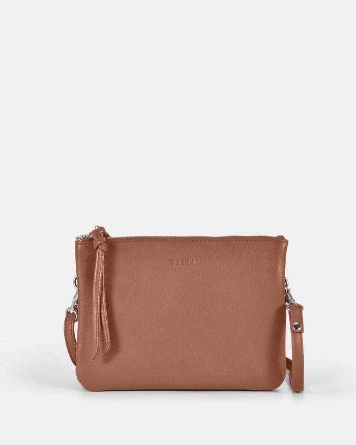 Fulton Soft Leather Double Pouch Crossbody - Taupe