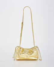 Halley Metallic Drawstring Crossbody - Black