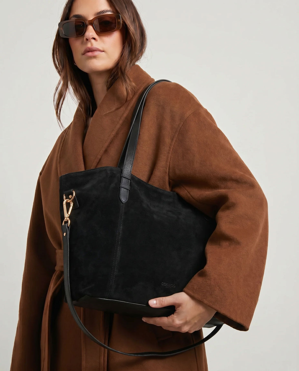 Hawthorn Suede & Leather Tote Bag - Black