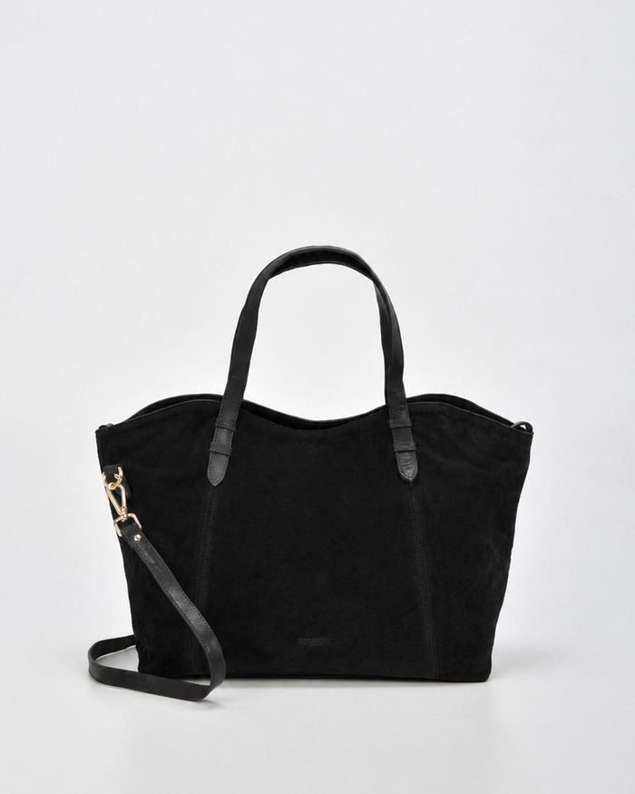 Hawthorn Suede & Leather Tote Bag - Black Tote COBB & CO 