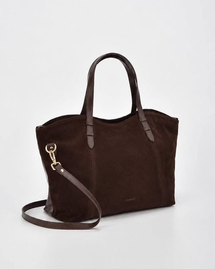 Hawthorn Suede & Leather Tote Bag - Chocolate