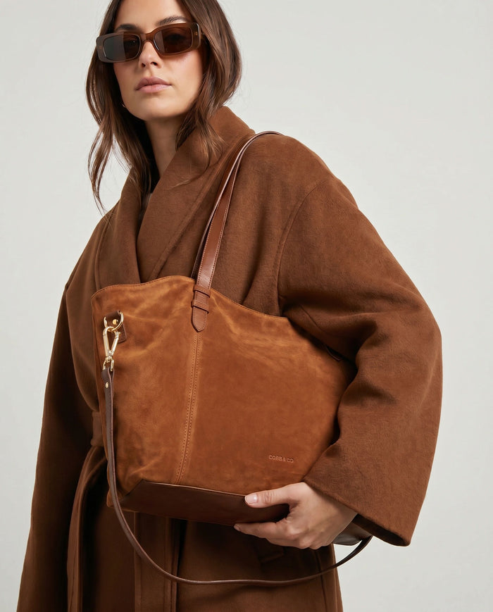 Hawthorn Suede & Leather Tote Bag - Tan
