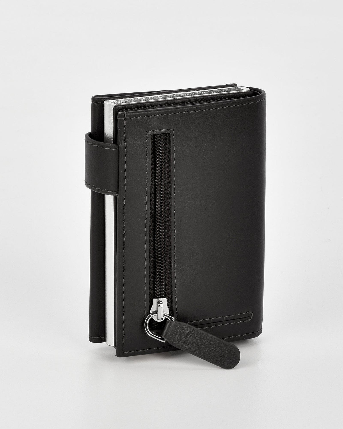 Healy Leather & RFID Safe Metal Card Holder - Black