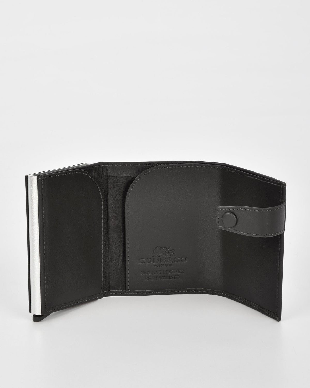Healy Leather & RFID Safe Metal Card Holder - Black