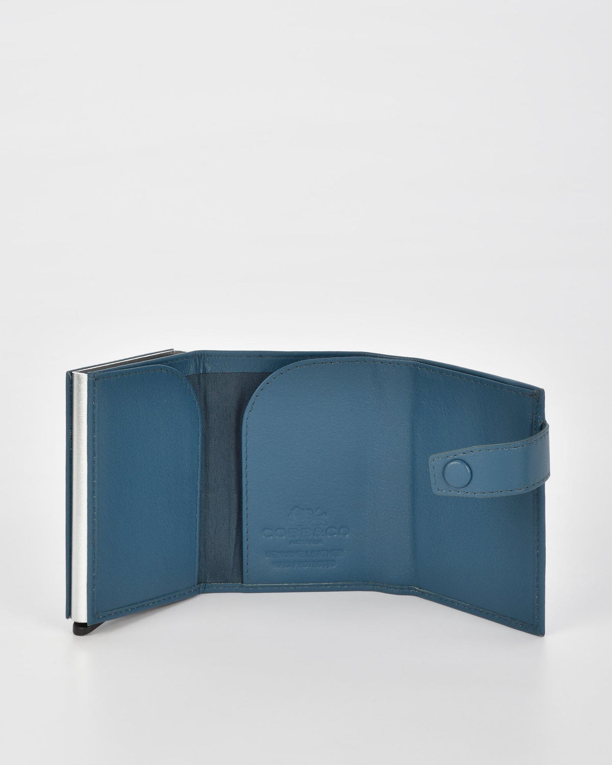Healy Leather & RFID Safe Metal Card Holder - Blue