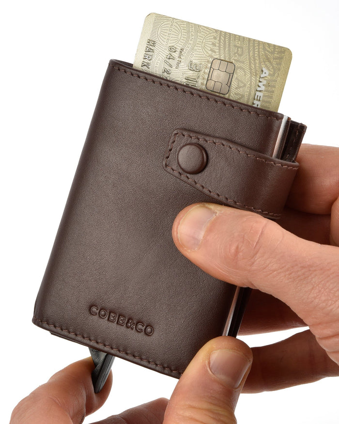 Healy Leather & RFID Safe Metal Card Holder - Olive