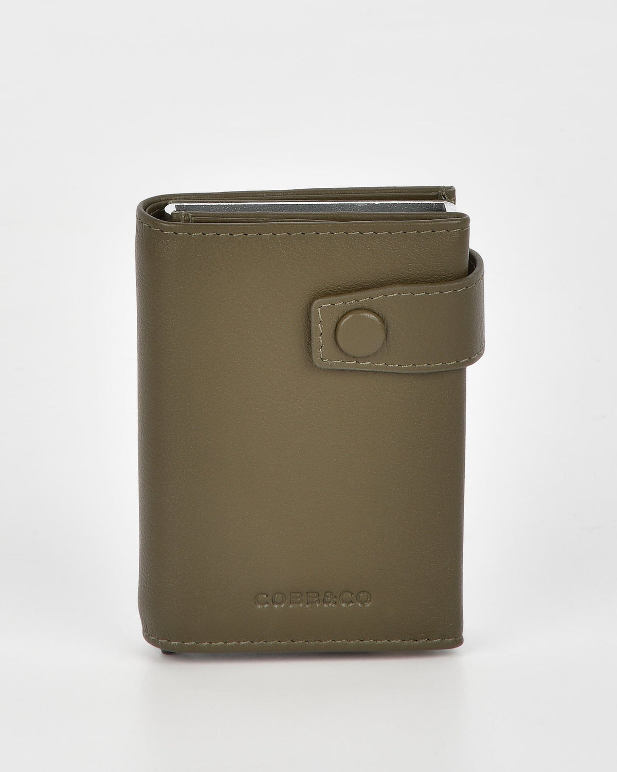 Healy Leather & RFID Safe Metal Card Holder - Olive