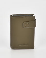Healy Leather & RFID Safe Metal Card Holder - Olive