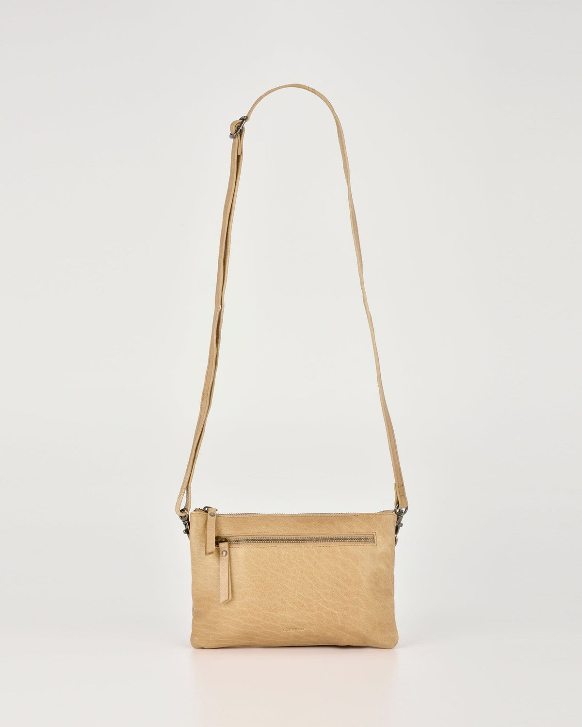 Hervey Leather Double Pouch Crossbody - Camel