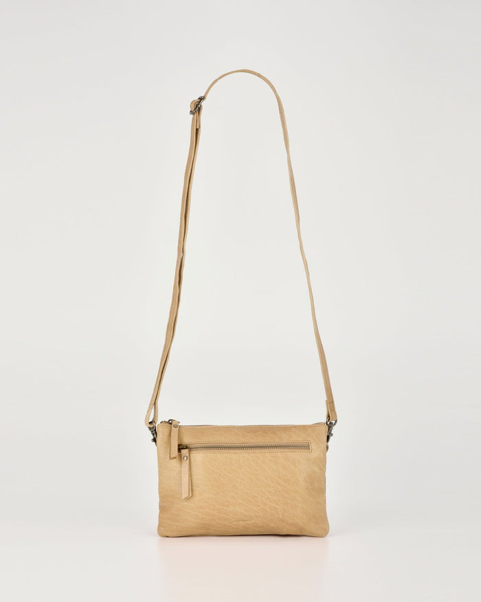 Hervey Leather Double Pouch Crossbody - Camel