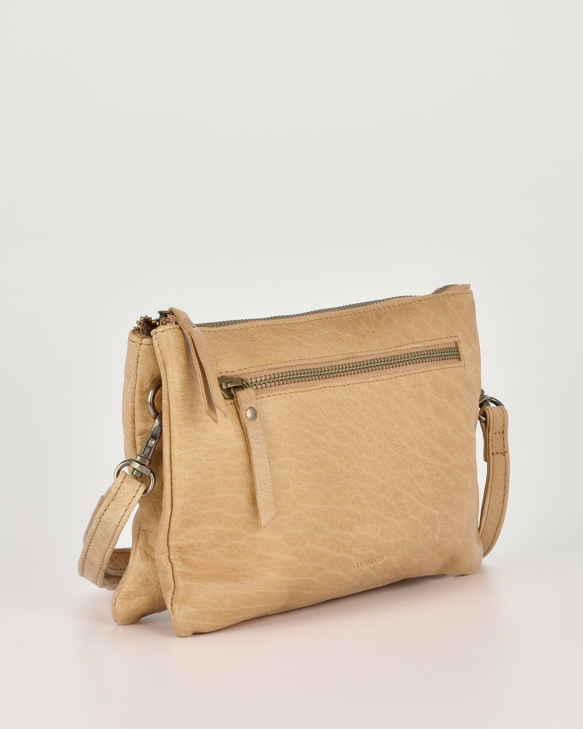 Hervey Leather Double Pouch Crossbody - Camel
