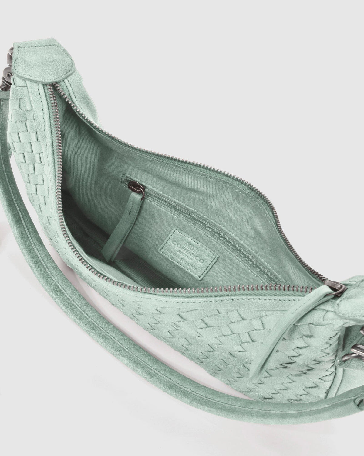 Hughes Woven Leather Shoulder Bag - Sea