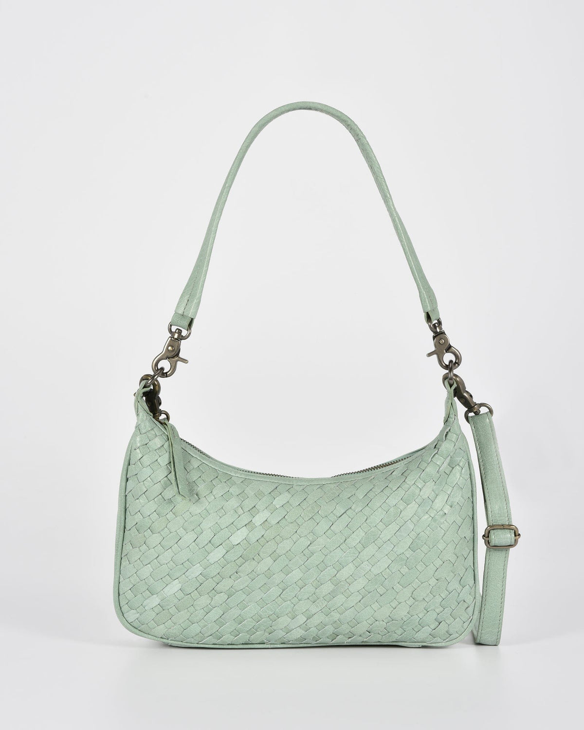Hughes Woven Leather Shoulder Bag - Sea
