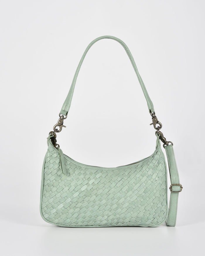 Hughes Woven Leather Shoulder Bag - Sea