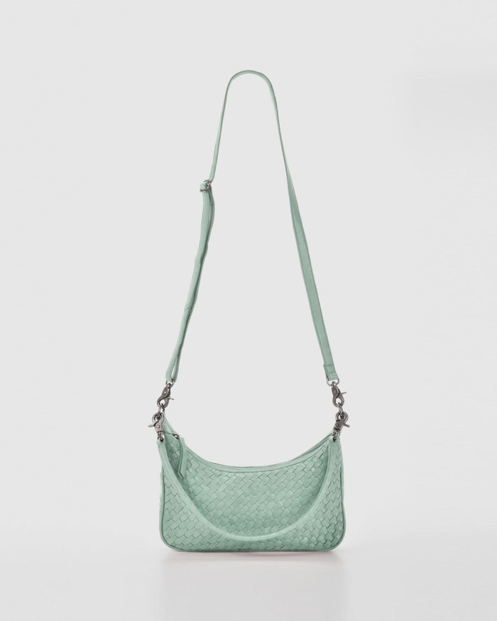 Hughes Woven Leather Shoulder Bag - Sea
