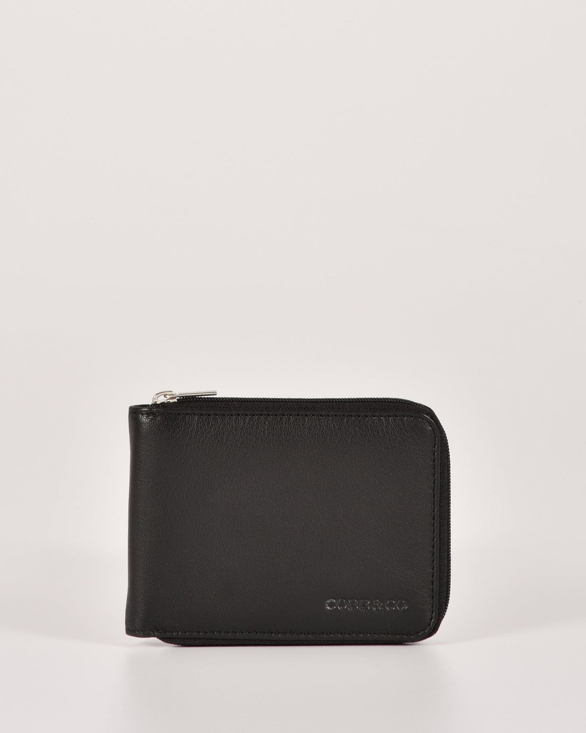 Hunter RFID Men's Zip Around Leather Wallet - Black