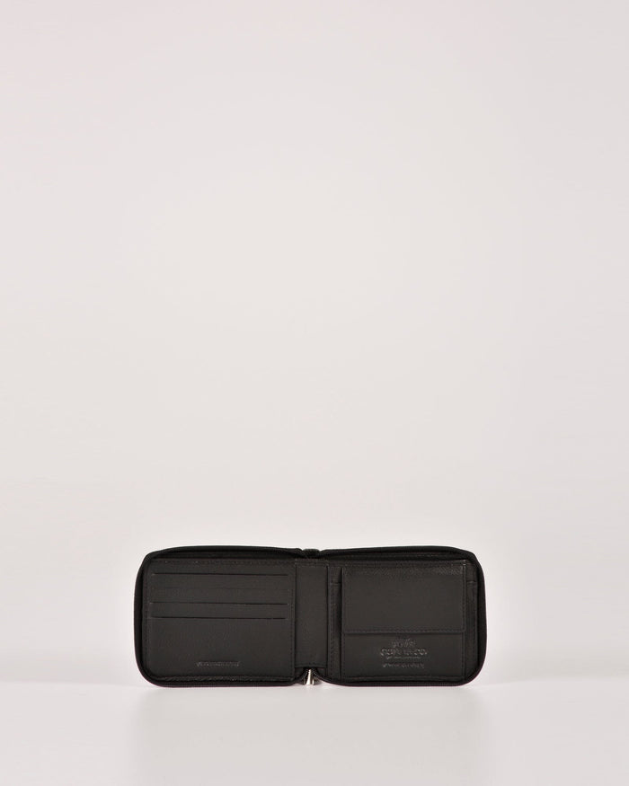 Hunter RFID Men's Zip Around Leather Wallet - Black