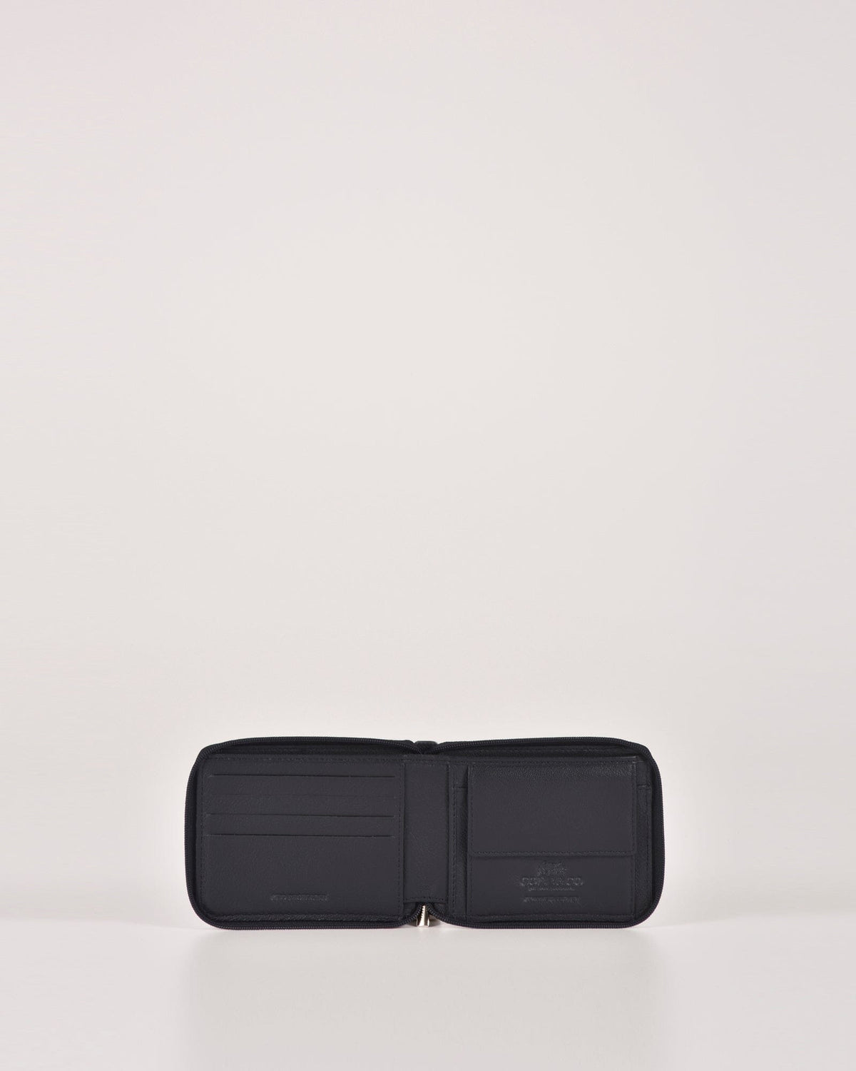 Hunter RFID Men's Zip Around Leather Wallet - Navy