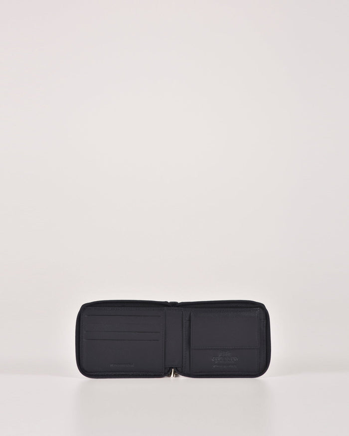 Hunter RFID Men's Zip Around Leather Wallet - Navy