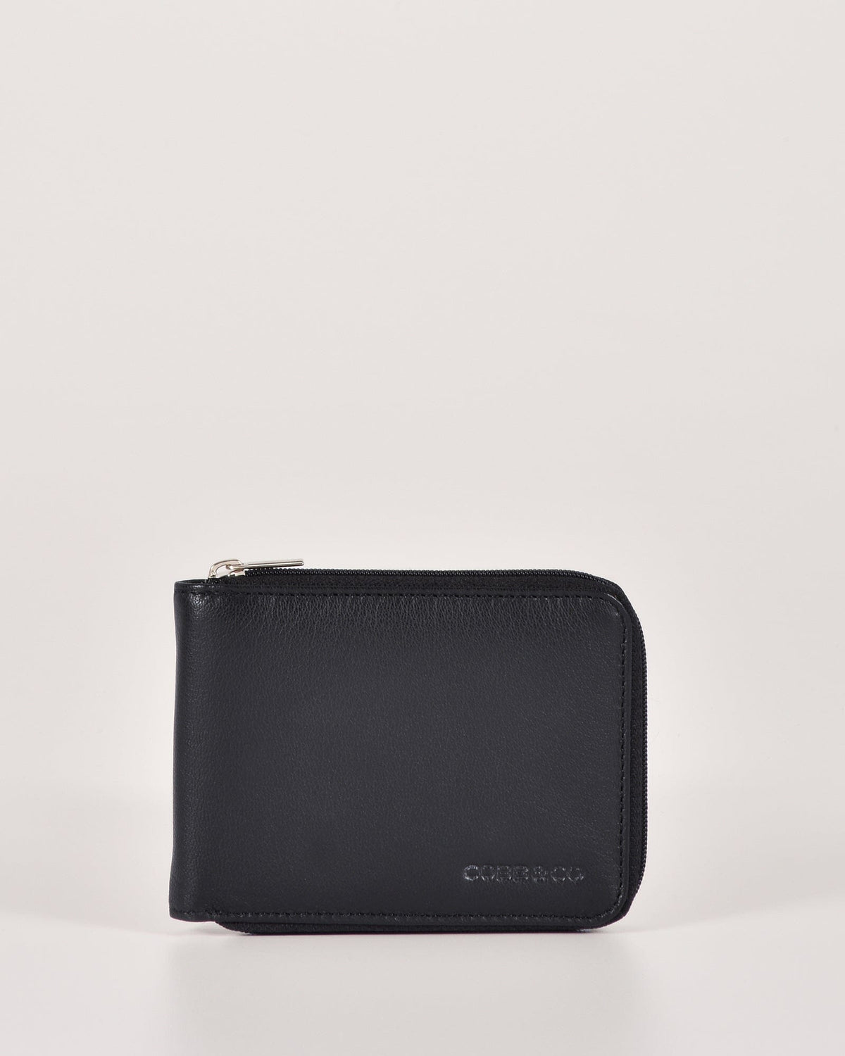 Hunter RFID Men's Zip Around Leather Wallet - Navy