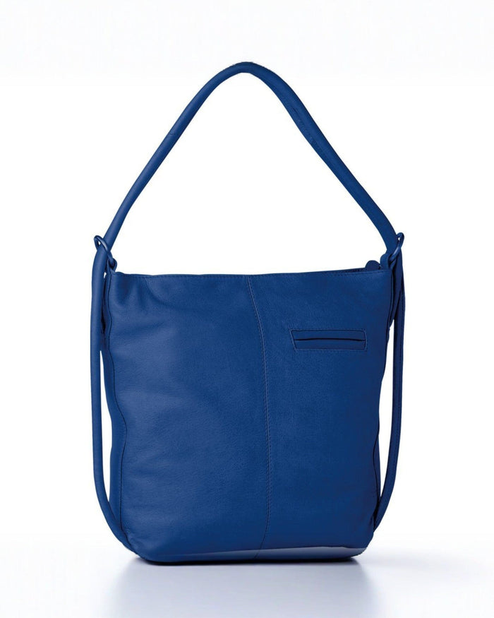 Indiana Leather Convertible Handbag Backpack - Large - Blue