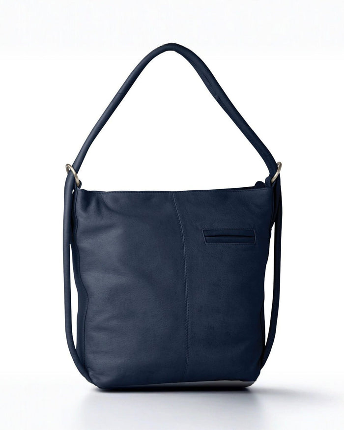 Indiana Mini Leather Convertible Handbag Backpack - Navy