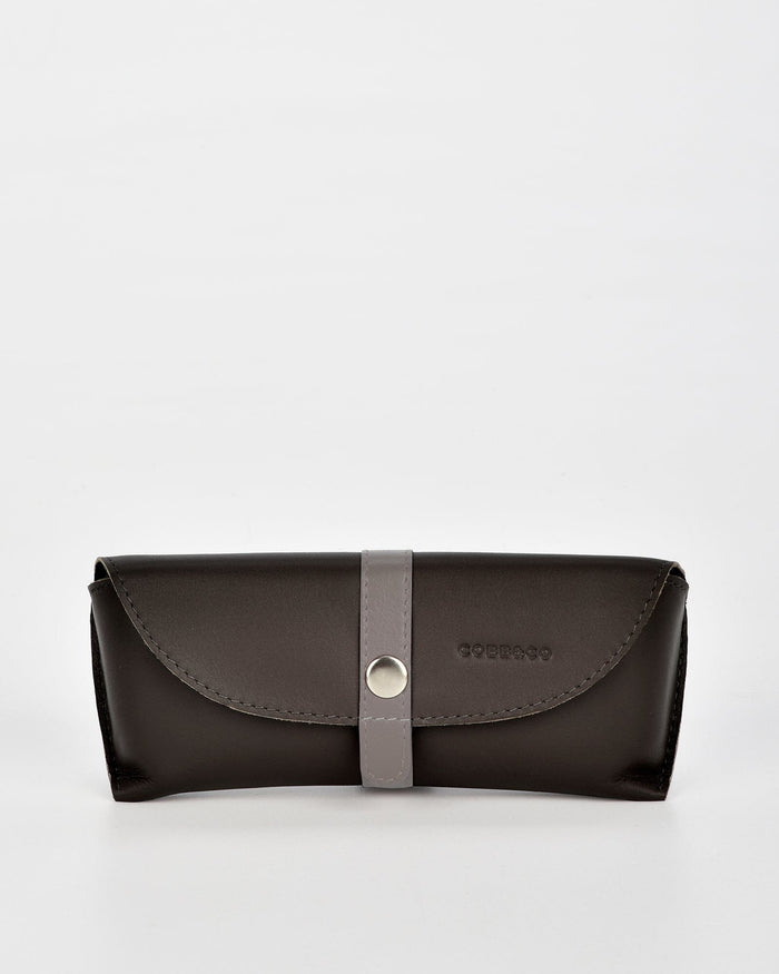 Iris Soft Leather Two Tone Glasses Case - Black