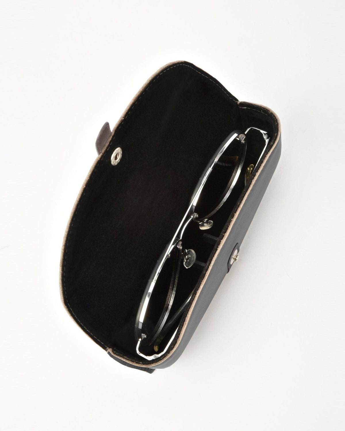 Iris Soft Leather Two Tone Glasses Case - Black