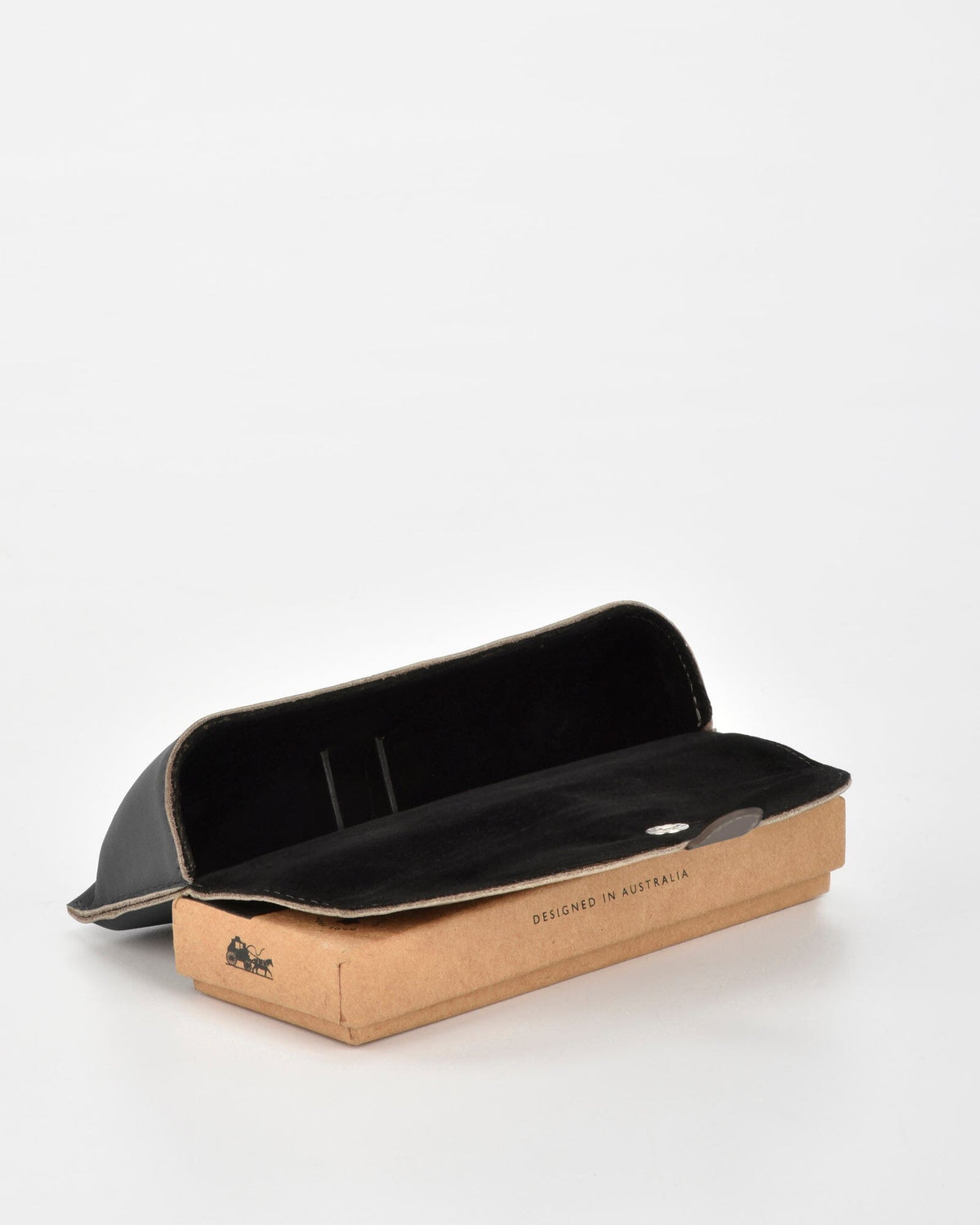 Iris Soft Leather Two Tone Glasses Case - Black