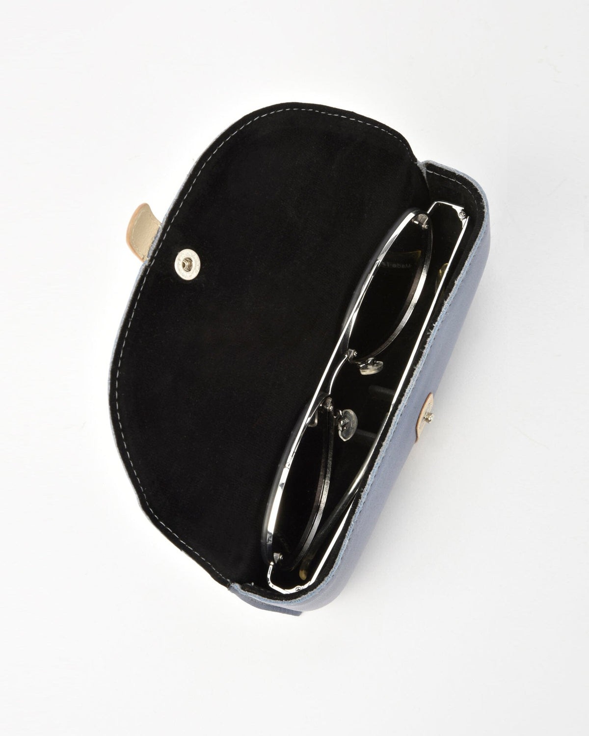 Iris Soft Leather Two Tone Glasses Case - Blue