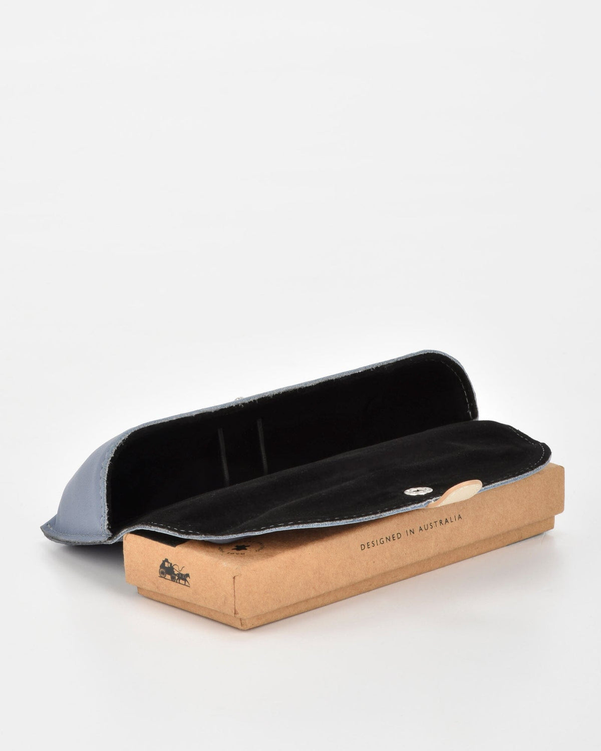 Iris Soft Leather Two Tone Glasses Case - Blue